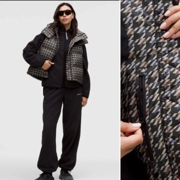 NWT Lululemon Wunder Puff 600-Down-Fill Cropped Vest, Houndstooth Brown, size 6 - Picture 2 of 4